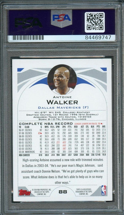 TOPPS 2004-05 #88 ANTOINE WALKER Signed Card AUTO PSA Slabbed DALLAS MAVERICKS