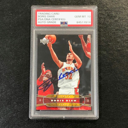 2004-05 Upper Deck #2 Boris Diaw Signed Card AUTO 10 PSA Slabbed Hawks