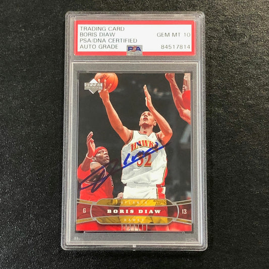 2004-05 Upper Deck #2 Boris Diaw Signed Card AUTO 10 PSA Slabbed Hawks