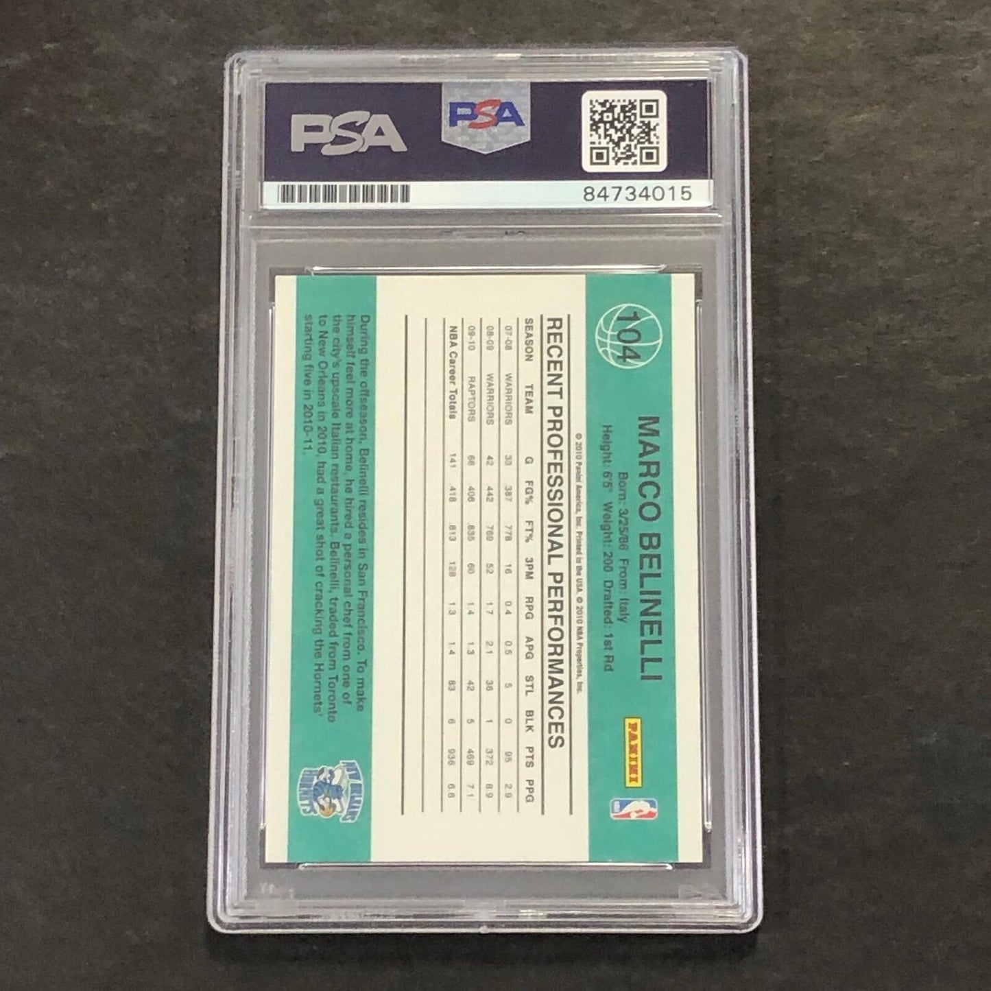2010-2011 Panini Donruss #104 Marco Belinelli Signed Card AUTO 10 PSA Slabbed Pe