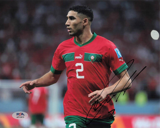 Achraf Hakimi Signed 8x10 Photo PSA PSG Soccer