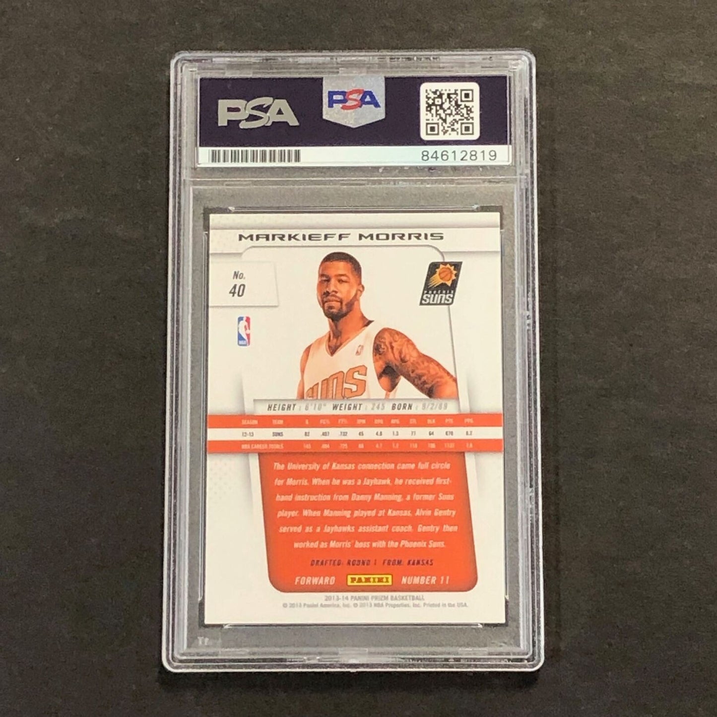 2013-14 Panini Prizm #40 Markieff Morris Signed Card AUTO PSA Slabbed Suns