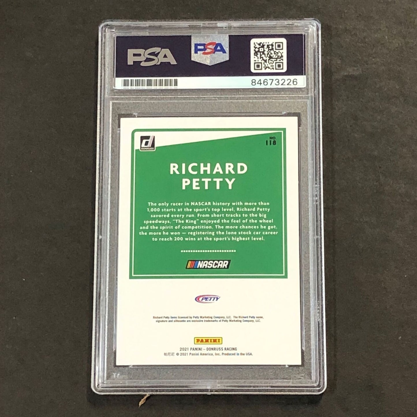 2021 Panini Donruss #118 Richard Petty Signed Card PSA Slabbed Nascar