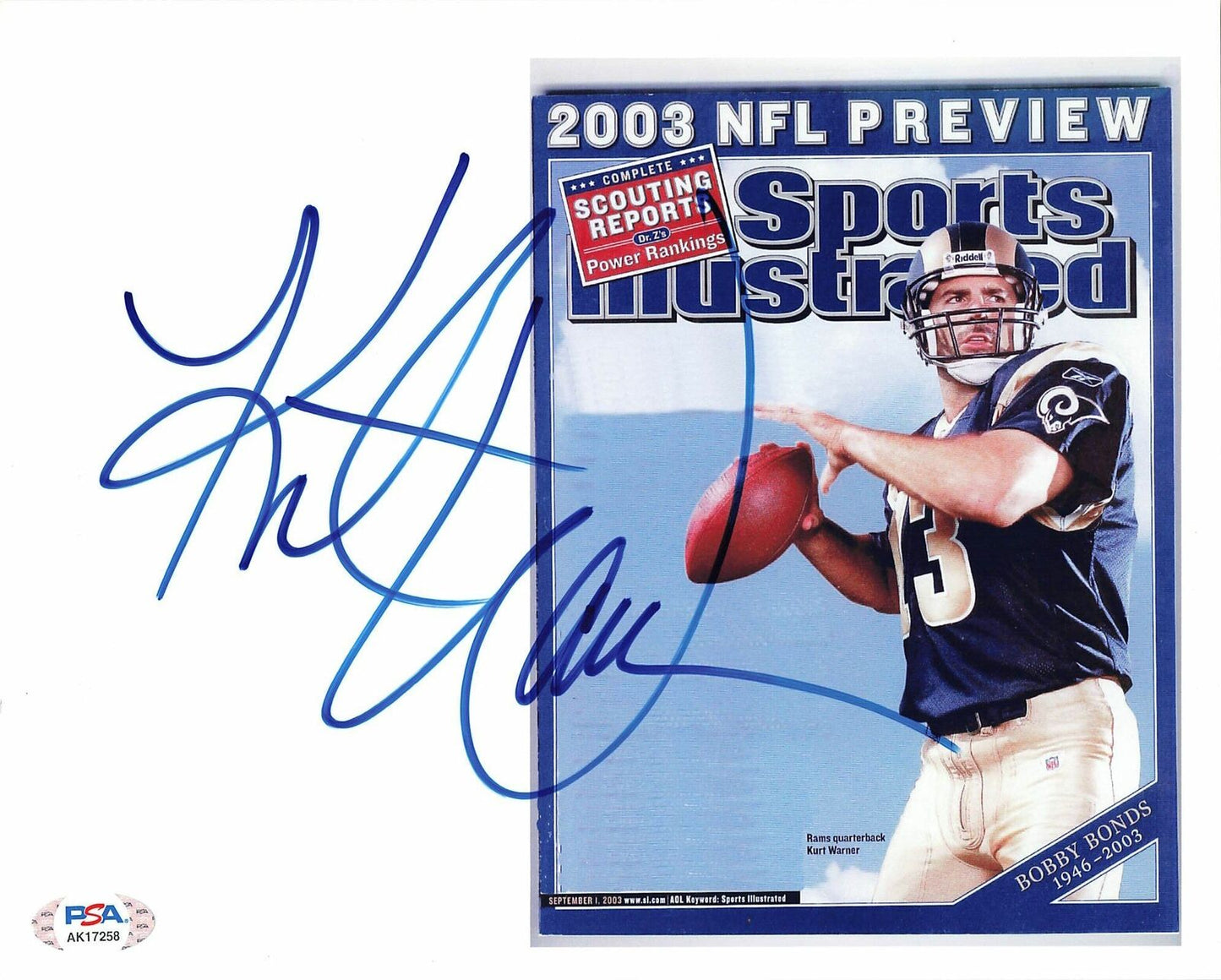 KURT WARNER signed 8x10 photo PSA/DNA Rams Autographed