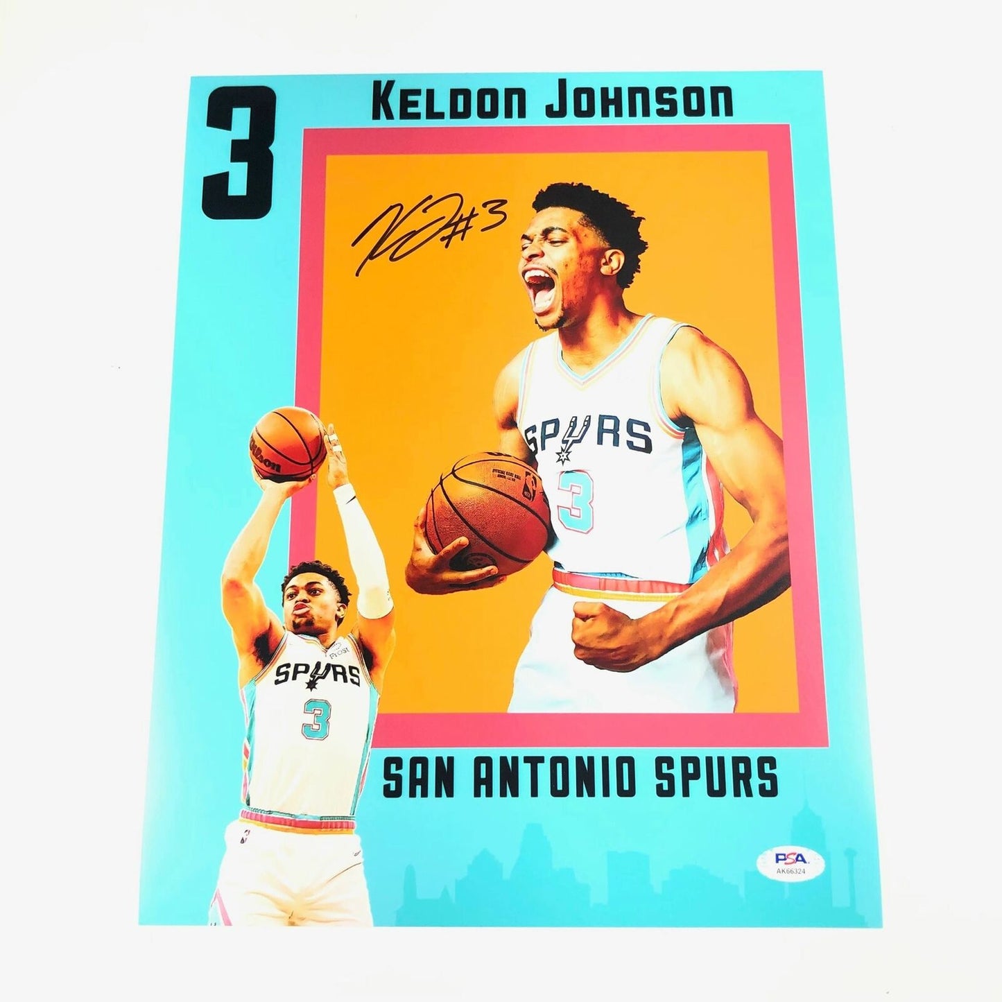 Keldon Johnson signed 11x14 photo PSA/DNA San Antonio Spurs Autographed