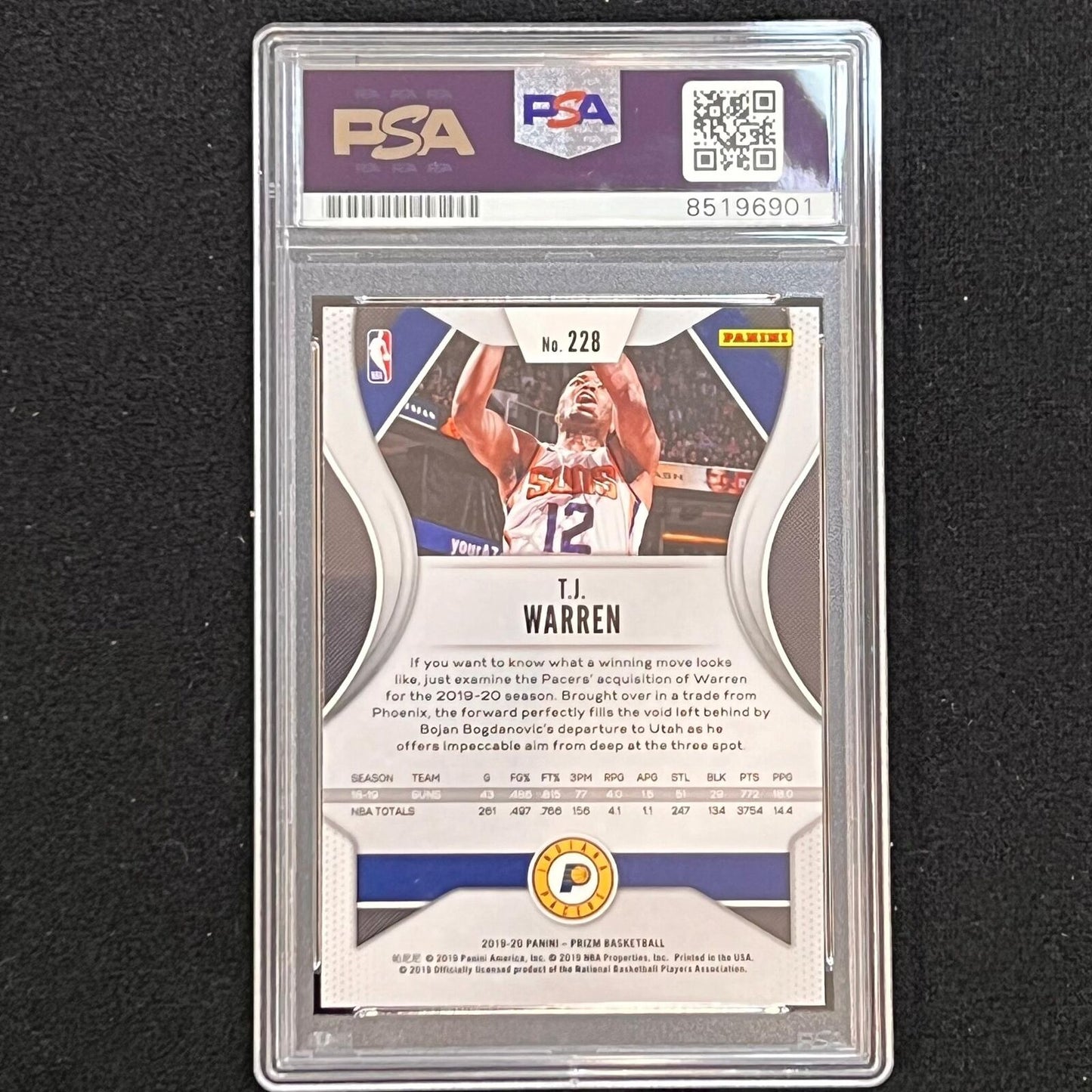 2019-20 Panini Prizm #228 TJ WARREN Signed card AUTO PSA Slabbed Suns