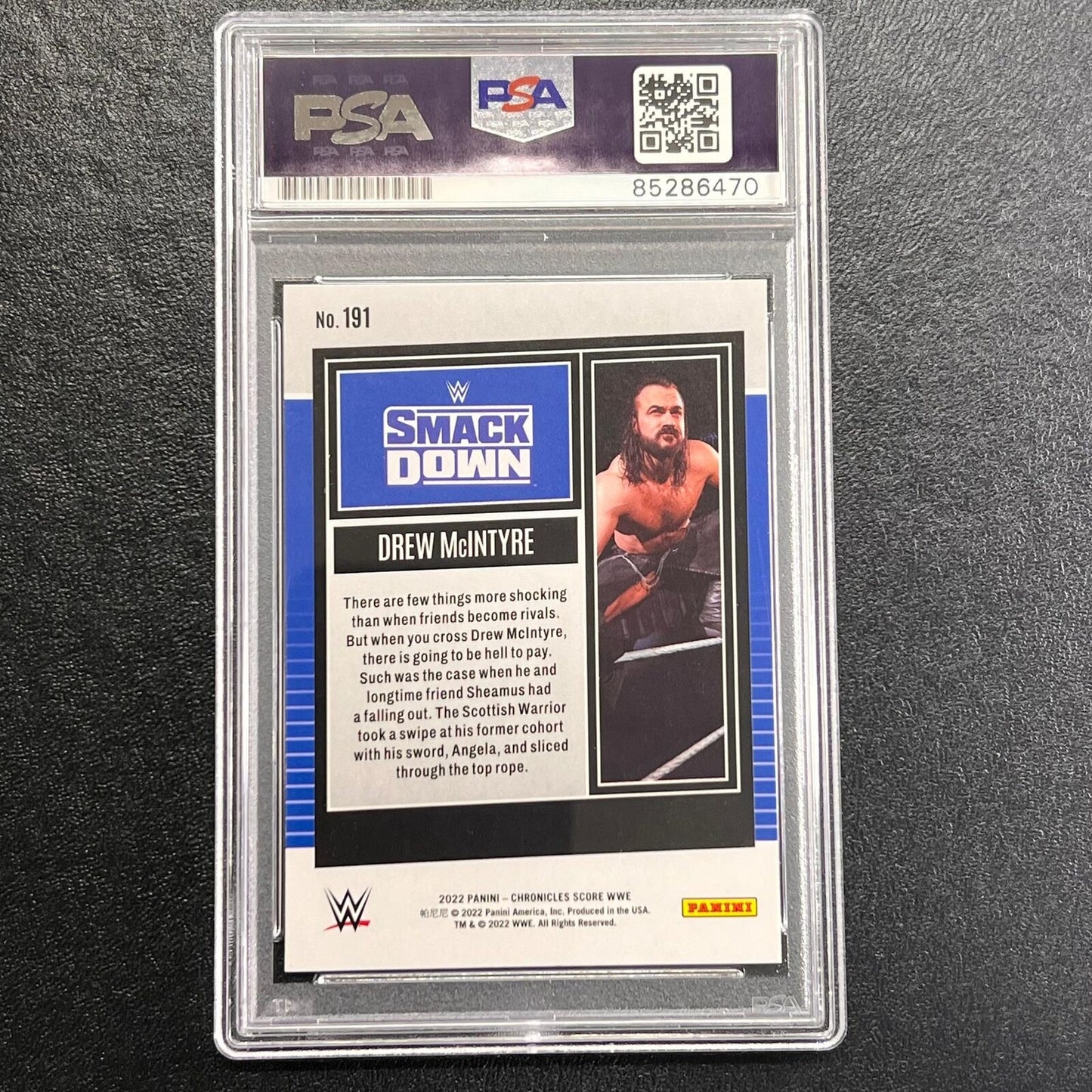 2022 Panini Chronicles Score Smackdown #191 Drew McIntyre Signed Card AUTO 10 PS