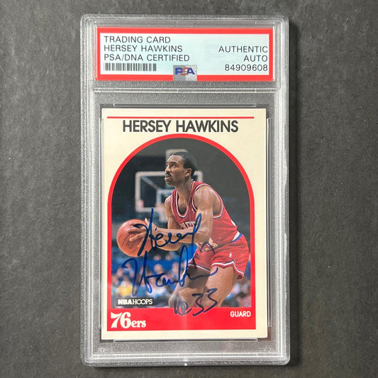 1988-89 Topps #137 Hersey Hawkins Signed Card PSA Slabbed 76ers