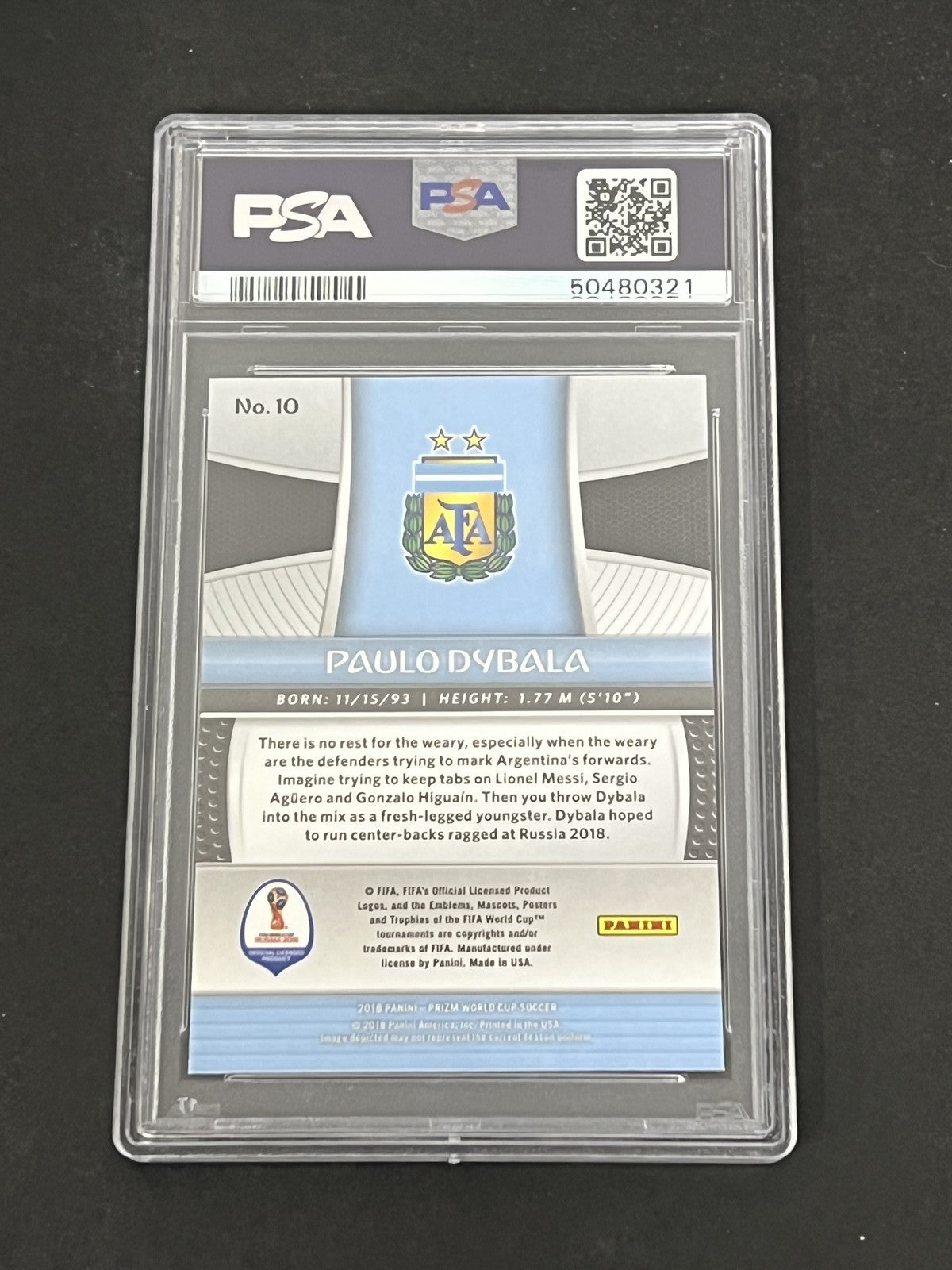 2018 Panini Prizm World Cup #10 Paulo Dybala PSA 8