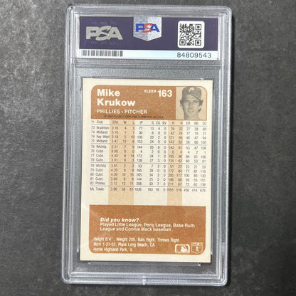 1983 Fleer #163 Mike Krukow Signed Card PSA Slabbed Auto Angels