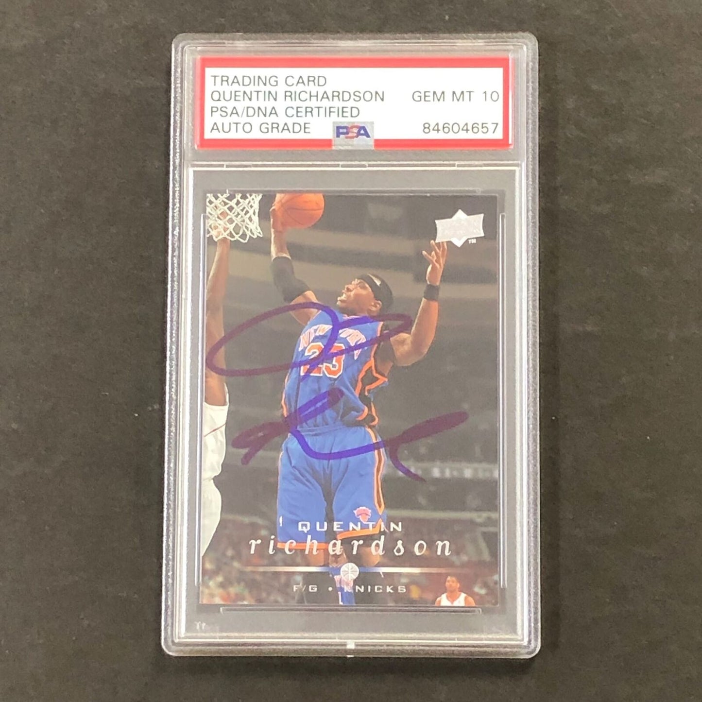 2008-09 Upper Deck #124 Quentin Richardson Signed Card AUTO 10 PSA Slabbed Knick