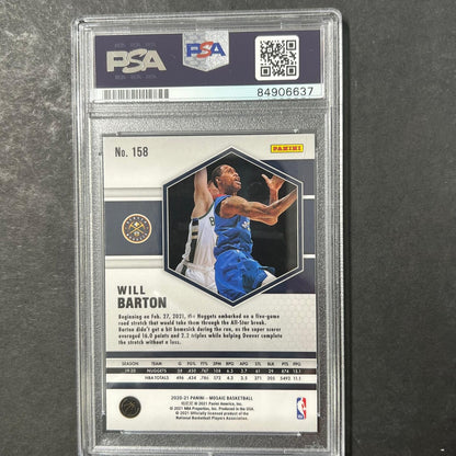 2020-21 Panini Mosaic #158 Will Barton Signed Card AUTO PSA Slabbed Nuggets