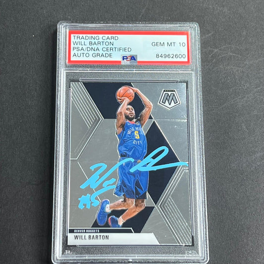 2019-20 Panini Mosaic #151 Will Barton Signed Card AUTO Grade 10 PSA Slabbed Nug