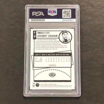 2021-22 NBA Hoops Panini Prizm #180 Devonte' Graham Signed Card AUTO PSA/DNA Sla