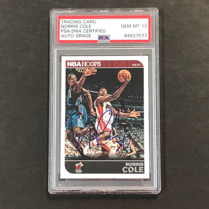 2014-15 NBA Hoops #179 Norris Cole Signed Card AUTO 10 PSA Slabbed Heat