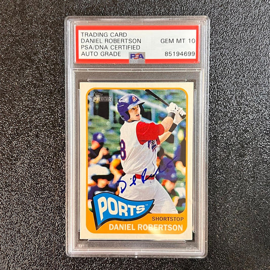 2014 Topps Heritage #71 Daniel Robertson Signed Card PSA Auto 10 Slabbed Athleti