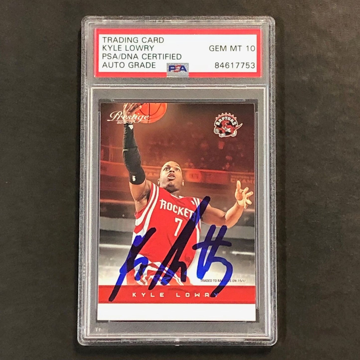 2012-13 Panini Prestige #94 Kyle Lowry Signed Card AUTO 10 PSA Slabbed Raptors