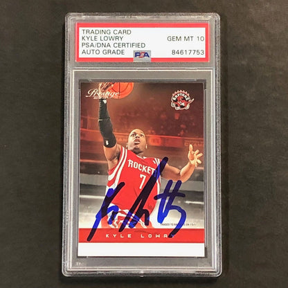 2012-13 Panini Prestige #94 Kyle Lowry Signed Card AUTO 10 PSA Slabbed Raptors