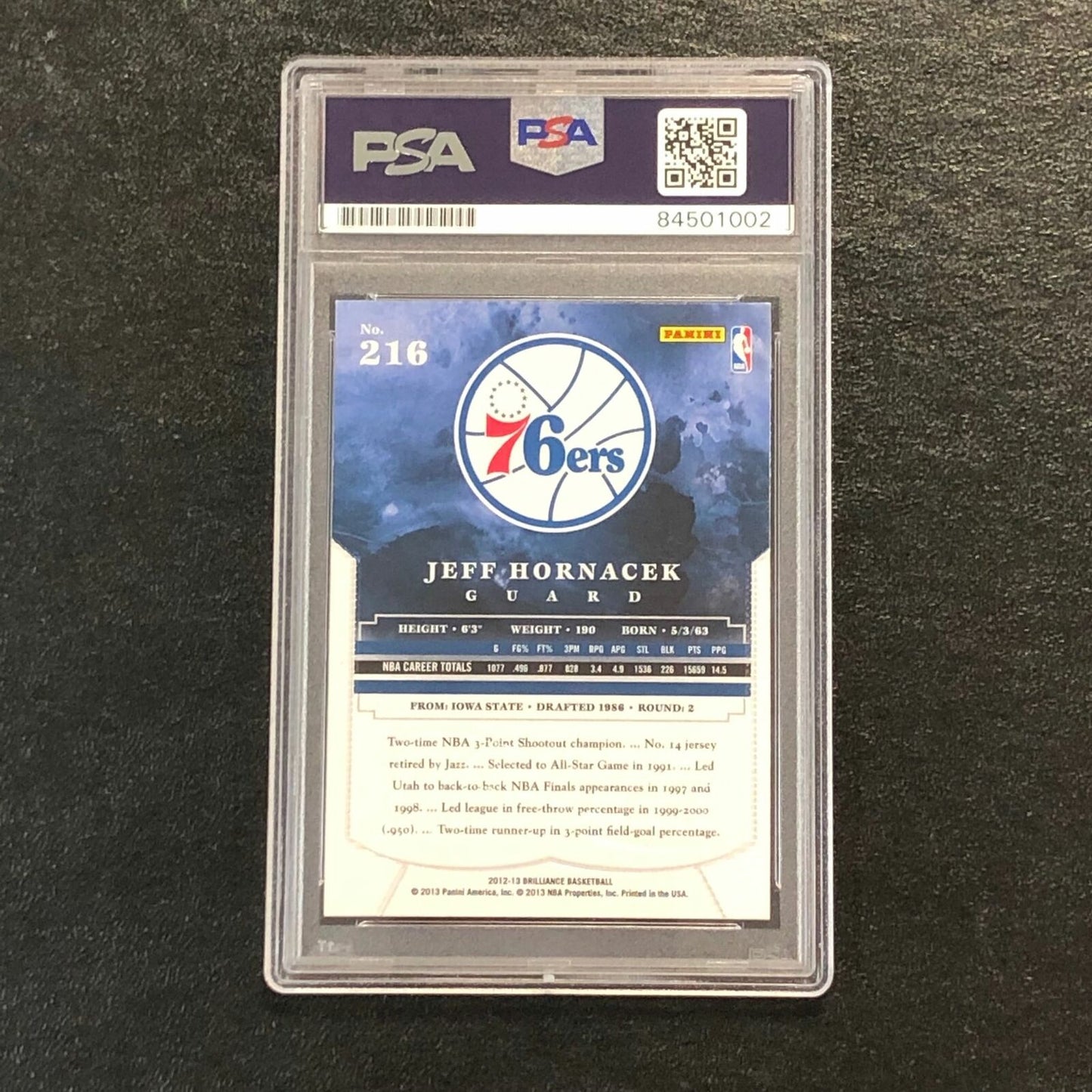 2012-13 Panini Brilliance #216 Jeff Hornacek Signed AUTO 10 PSA Slabbed 76ers