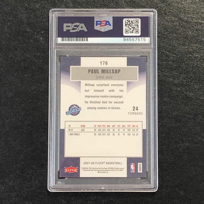2007-08 Fleer #176 PAUL MILLSAP Signed AUTO 10 PSA Slabbed Jazz
