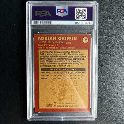 2000-01 Fleer #176 Adrian Griffin Signed Card AUTO 10 PSA Slabbed Celtics
