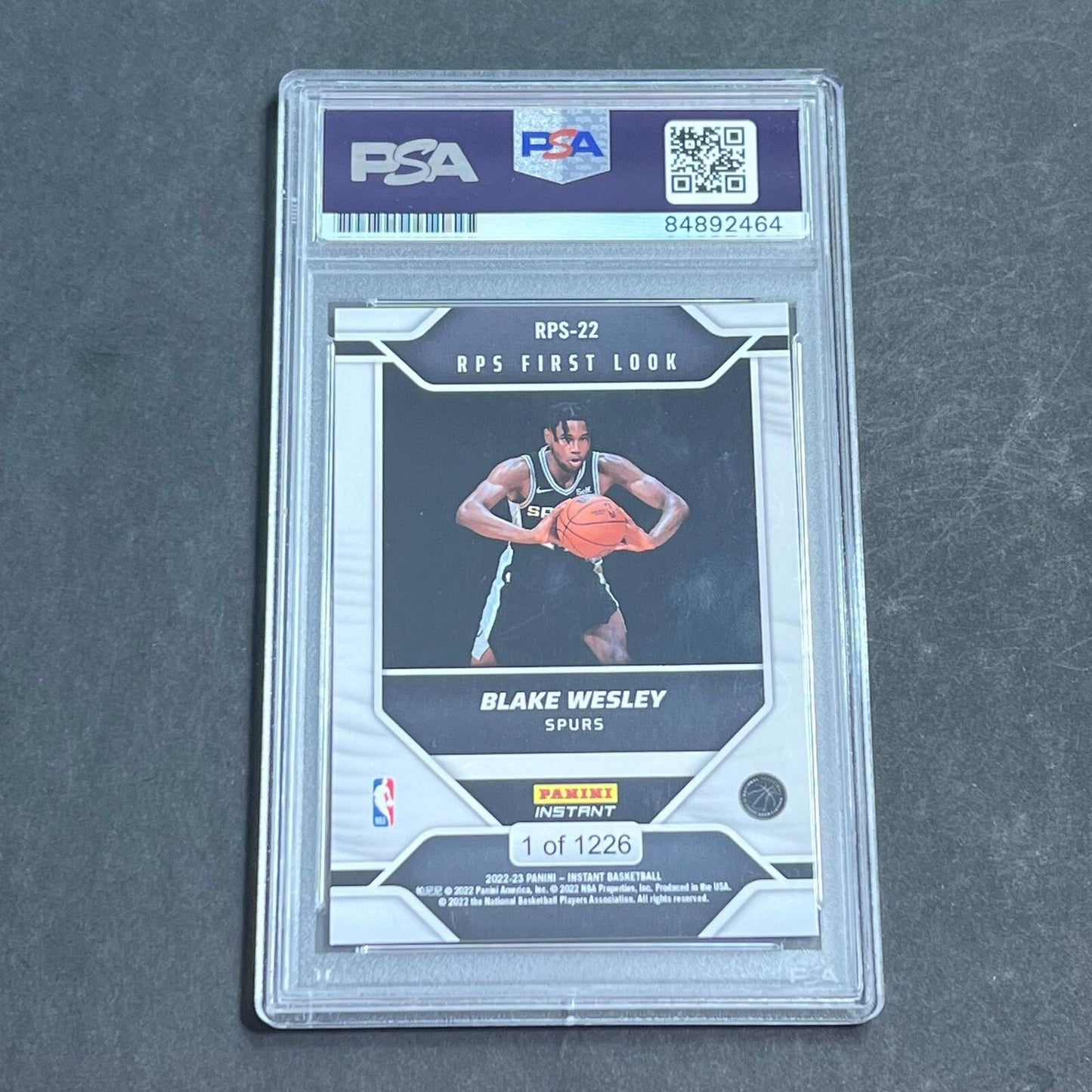 2022-23 Panini Instant #RPS-22 Blake Wesley AUTO PSA/DNA Slabbed RC Spurs