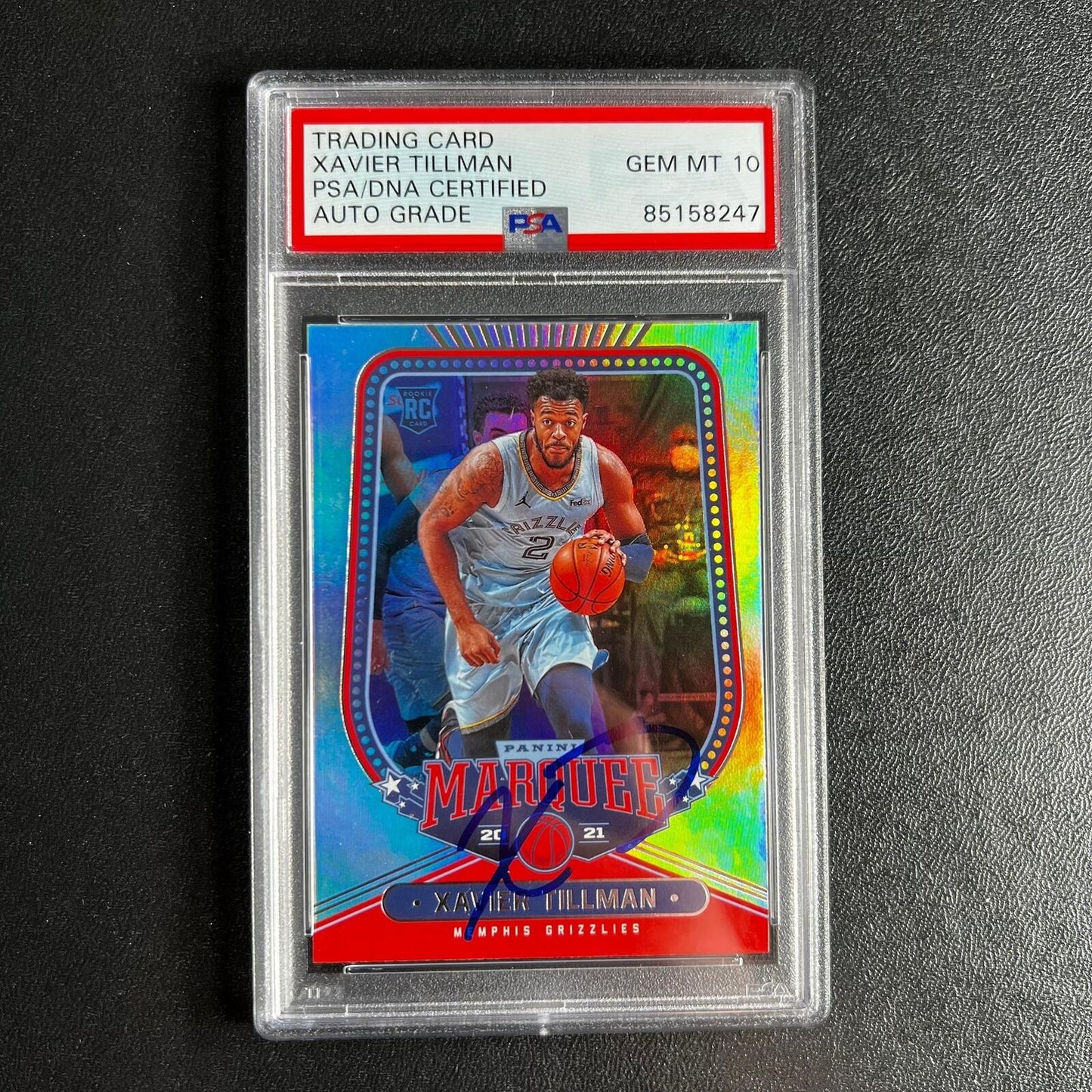 2020-21 Panini Chronicles Marquee #242 Xavier Tillman signed card Auto 10 PSA/DN