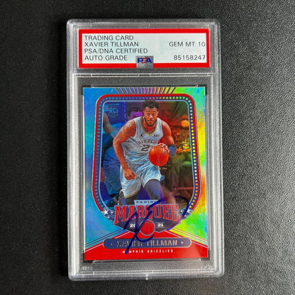2020-21 Panini Chronicles Marquee #242 Xavier Tillman signed card Auto 10 PSA/DN