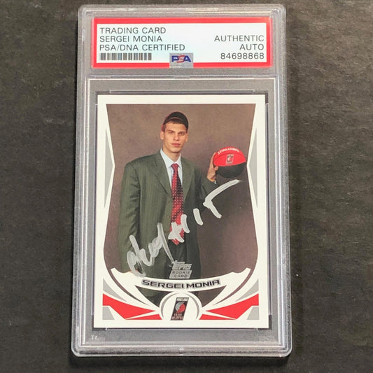2004 Topps #243 Sergei Monia Signed Card AUTO PSA Slabbed Blazers