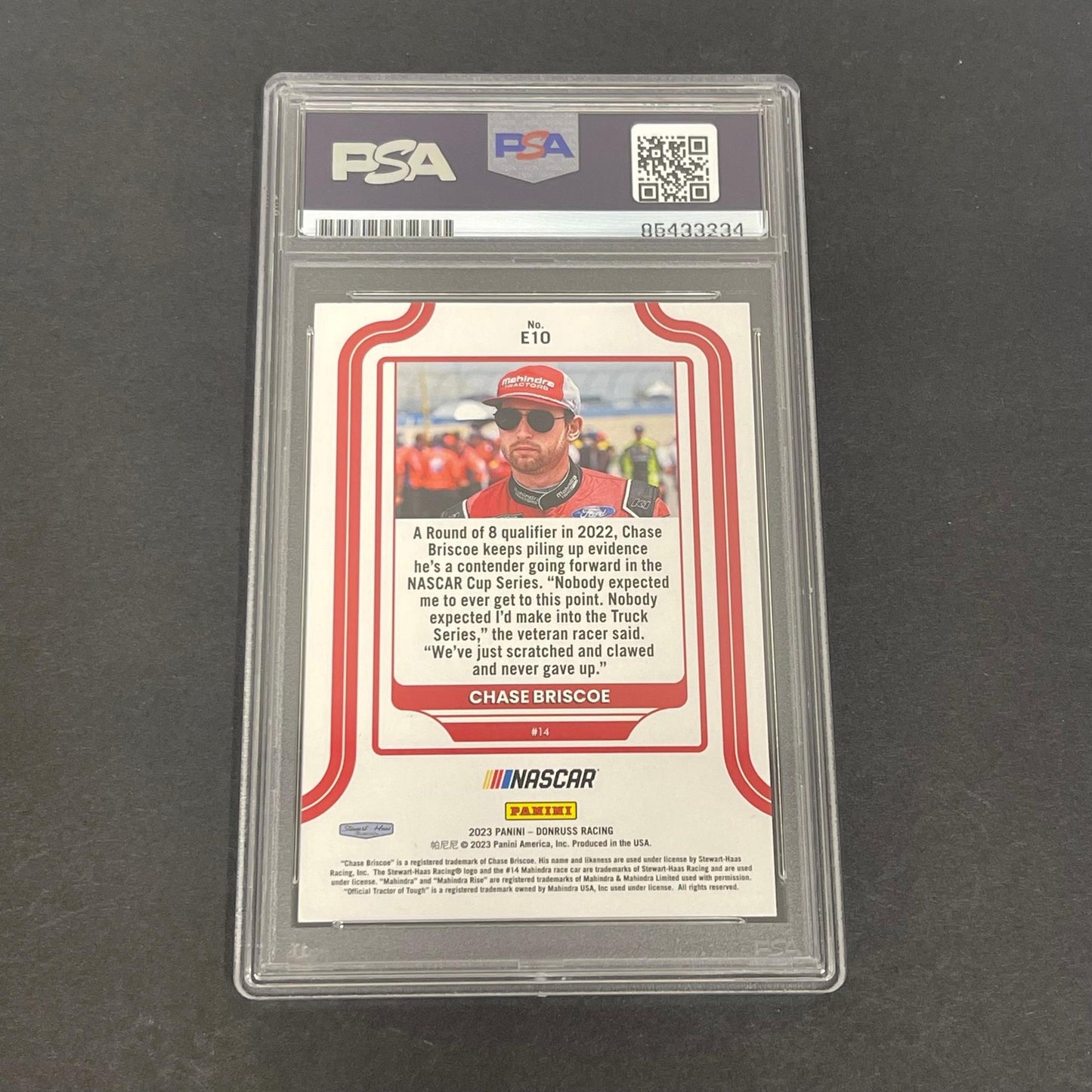 2023 Panini Donruss Racing #E10 Chase Briscoe Signed Card AUTO PSA/DNA Slabbed N