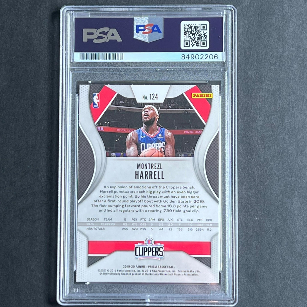 2019-20 Panini Prizm #124 Montrezl Harrell Signed Card PSA Slabbed Clippers