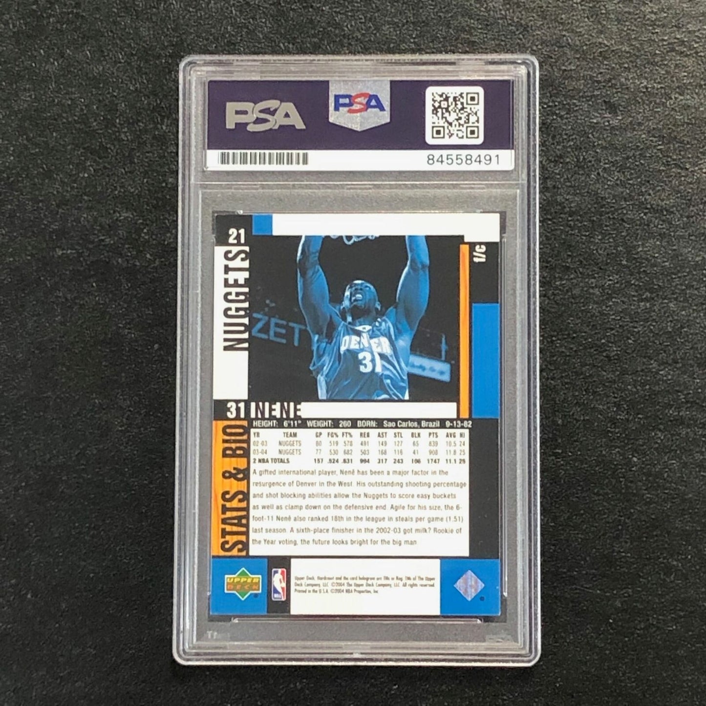 2004-05 Upper Deck Hardcourt #21 Nene Signed AUTO PSA Slabbed Nuggets