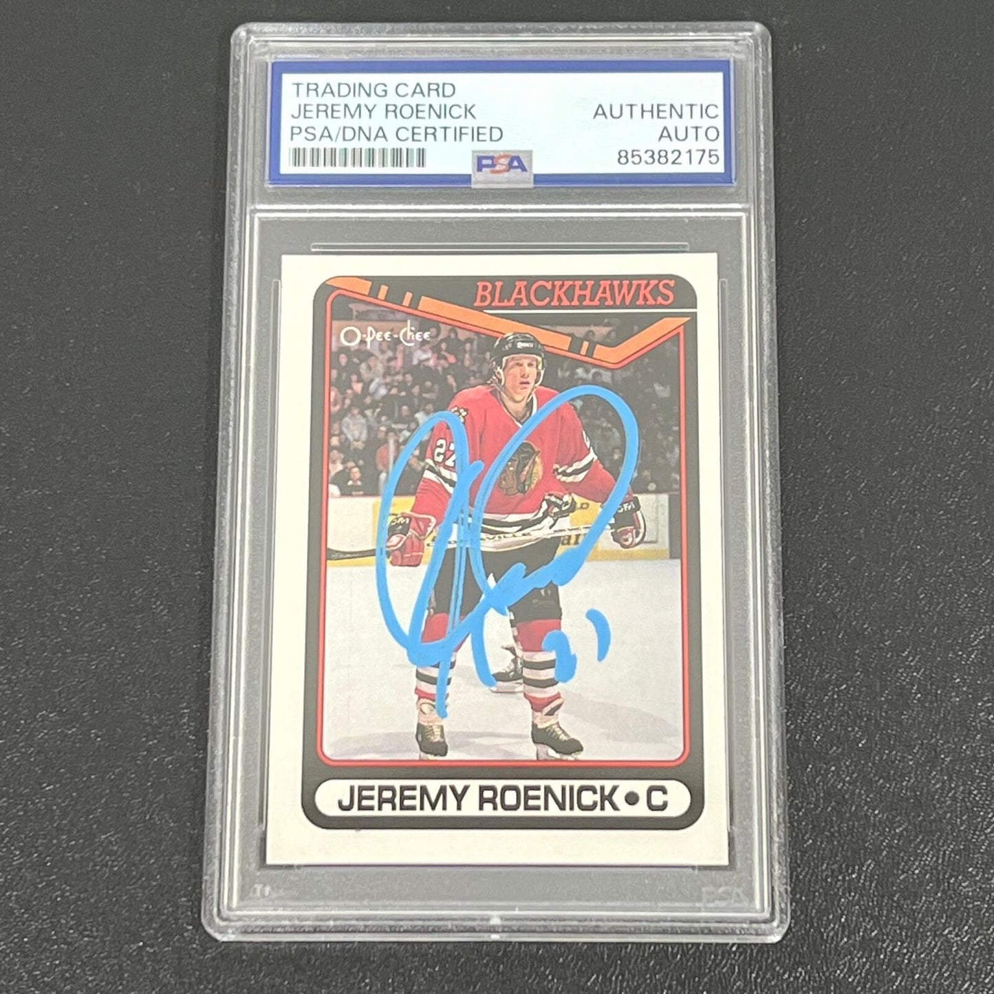 1990 O Pee Chee #7 Jeremy Roenick Signed Card AUTO PSA slabbed Blackhawks