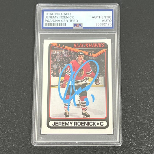 1990 O Pee Chee #7 Jeremy Roenick Signed Card AUTO PSA slabbed Blackhawks