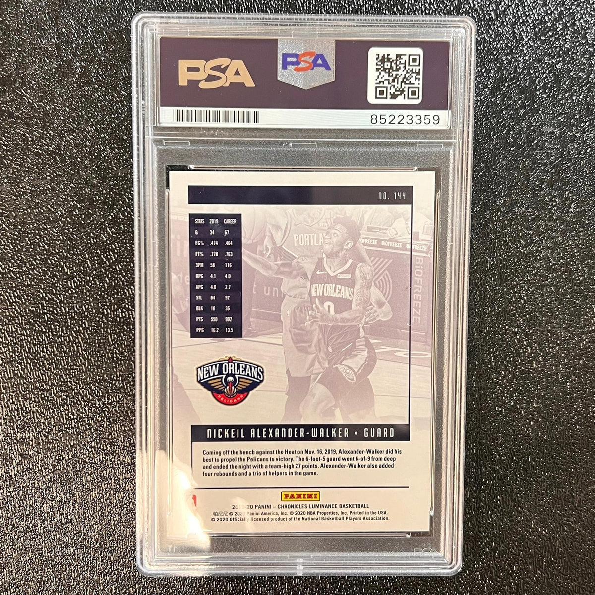 2019-20 Panini Chronicles Luminance #144 Nickeil Alexander-Walker Signed Card AU