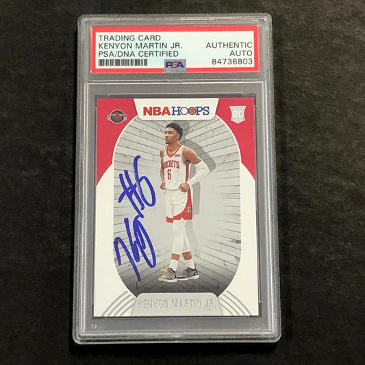 2020-21 NBA Hoops #232 Kenyon Martin Jr. Signed Card AUTO PSA Slabbed RC Rockets
