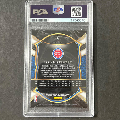 2020-21 Panini Select #76 Isaiah Stewart Signed Card AUTO PSA Slabbed RC Pistons