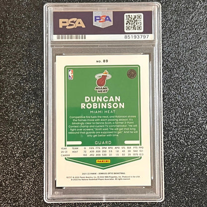 2021-22 Panini Donruss Optic #89 Duncan Robinson Signed Card AUTO 10 PSA Slabbed