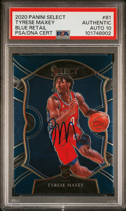 2020 Panini Select #81 Tyrese Maxey PSA A Auto 10