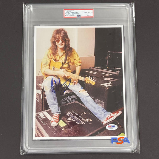 Eddie Van Halen Signed Photo Slabbed PSA/DNA Autographed AUTO 10 Encapsulated