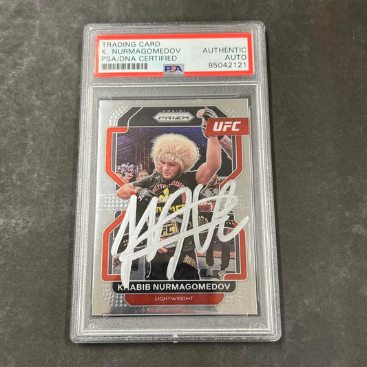 2022 Panini Prizm #196 Khabib Nurmagomedov Signed Card PSA Slabbed