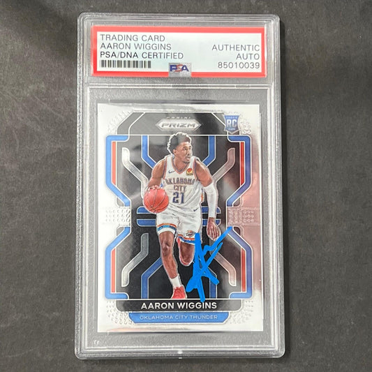 2021-22 Panini Prizm #286 Aaron Wiggins AUTO PSA/DNA Encapsulated RC Thunder