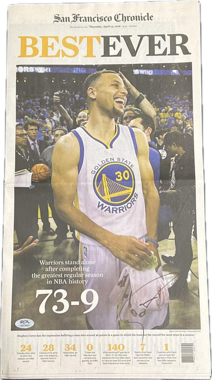 Stephen Curry signed San Francisco Chronicle Newspaper PSA Warriors Autographed