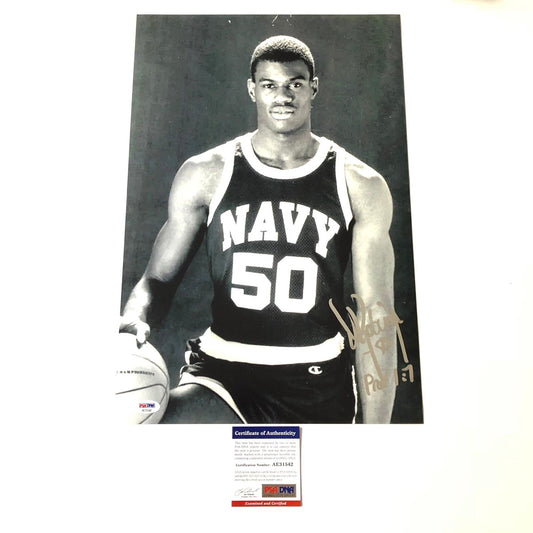 David Robinson signed 12x18 photo PSA/DNA San Antonio Spurs Autographed Navy