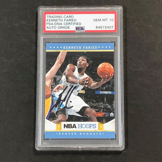 2012-13 NBA Hoops #242 Kenneth Faried Signed AUTO 10 PSA Slabbed Nuggets