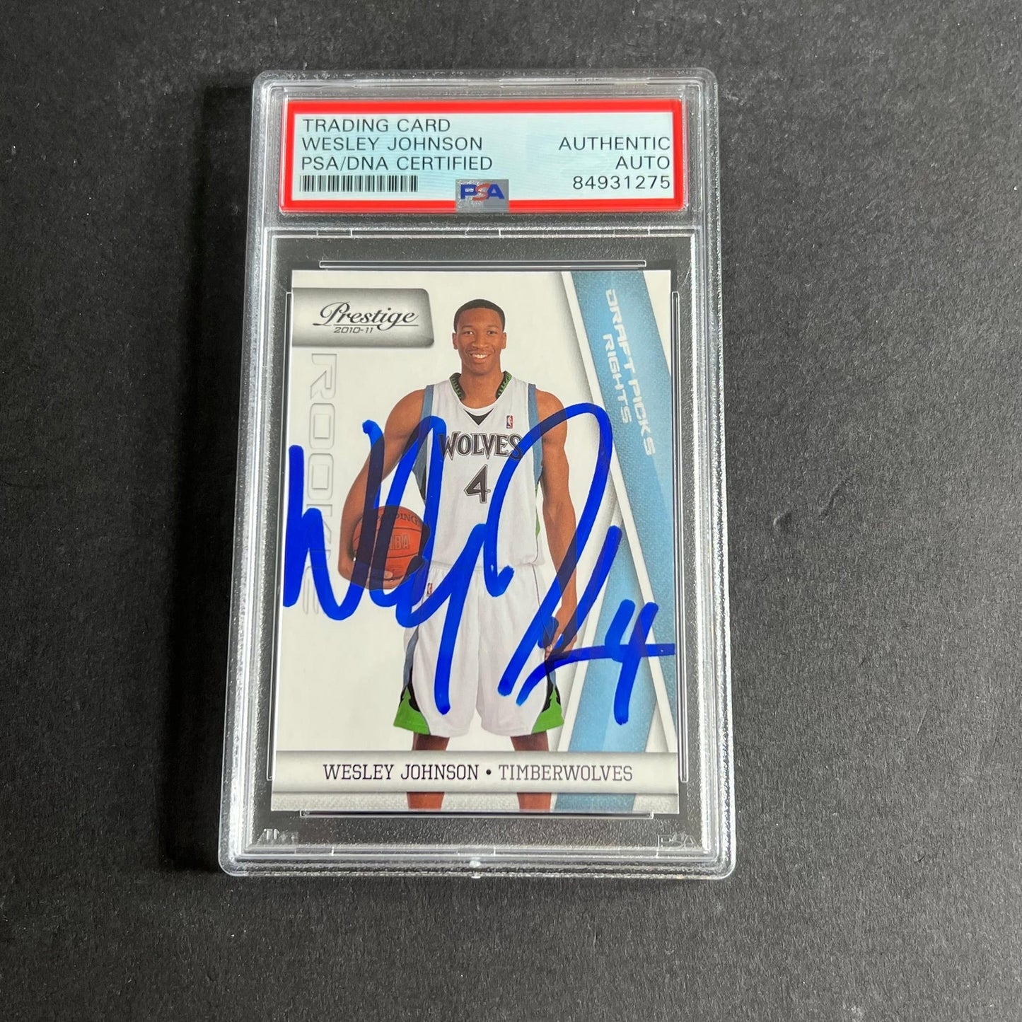 2010-11 Panini Prestige #154 Wesley Johnson Signed Card Auto PSA Slabbed RC Timb