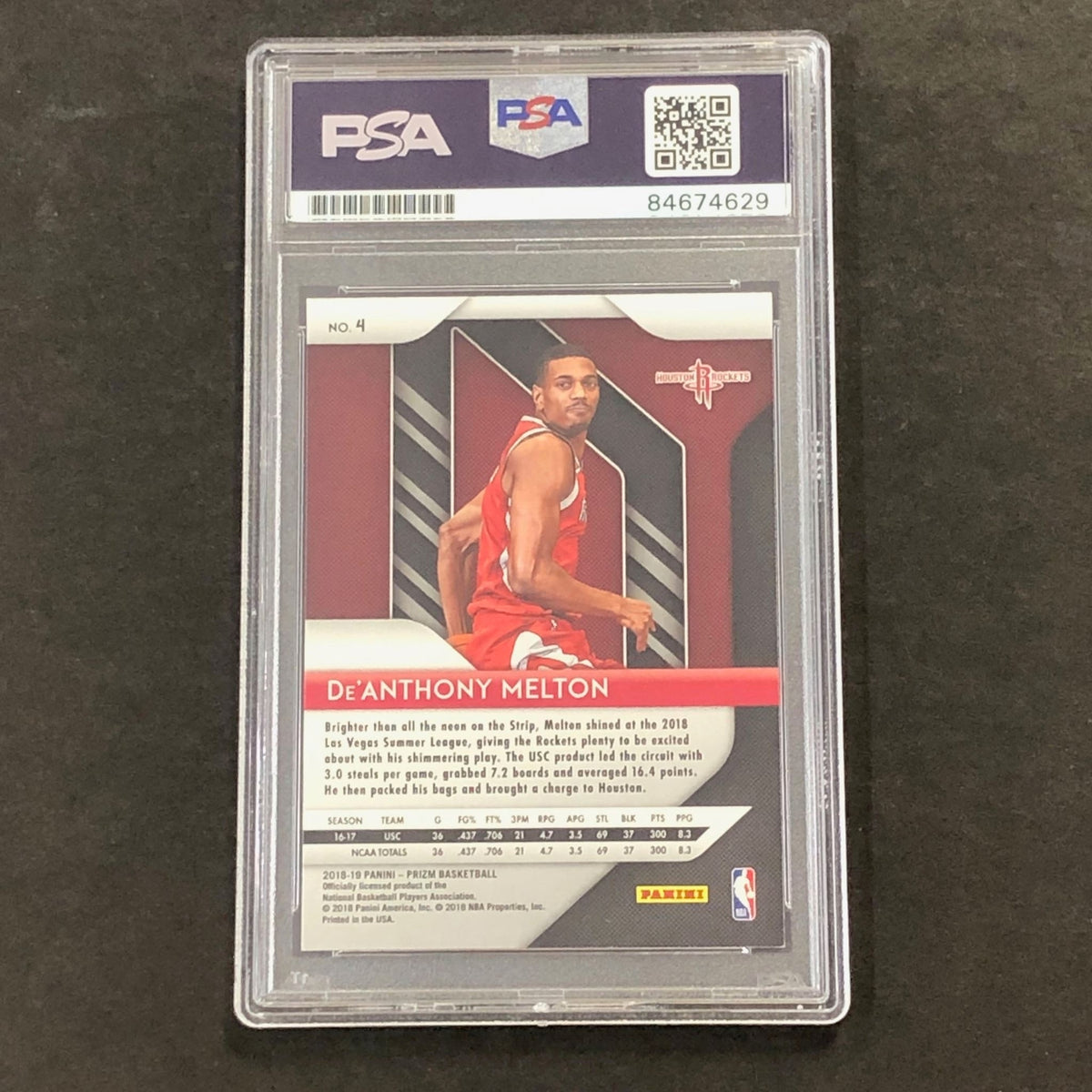 2018-19 Panini Prizm #4 De'Anthony Melton Signed Card AUTO GRADE 10 PSA Slabbed