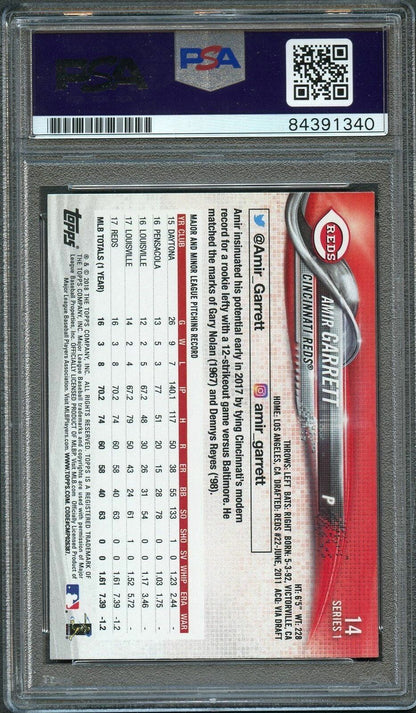 2018 Topps #14 Amir Garrett Signed Card PSA Slabbed Auto Reds