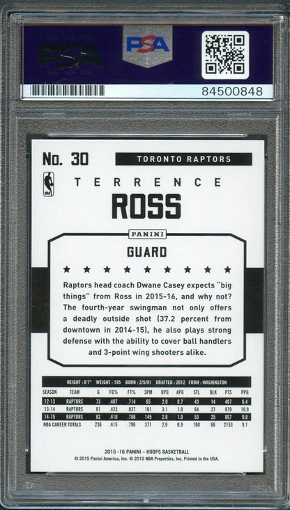 2015-16 NBA Hoops #30 Terrence Ross Signed Card AUTO 10 PSA Slabbed Raptors