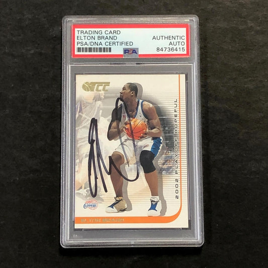 2002-03 Topps #36 Elton Brand Signed Card AUTO PSA Slabbed Clippers